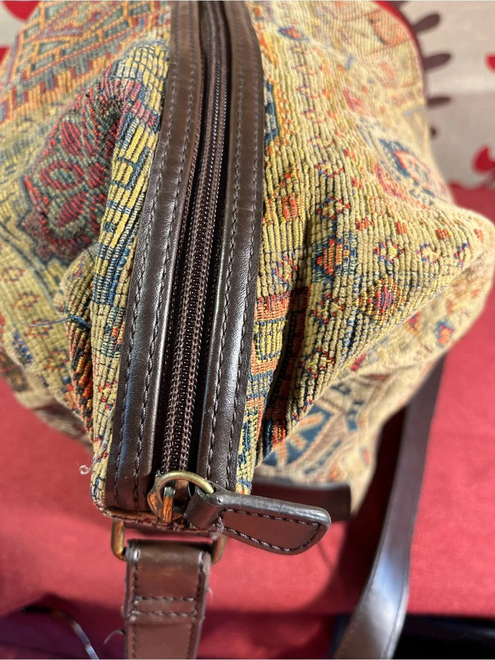 Vintage Relic Tapestry Multicolor Earth Tone Shoulder Bag
